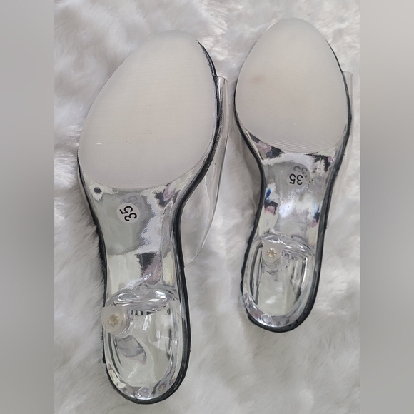 NBUUNBU - Women's Silver Clear Heels Transparent Strapless Sexy Stilletos, Sz 5 - Picture 12 of 15